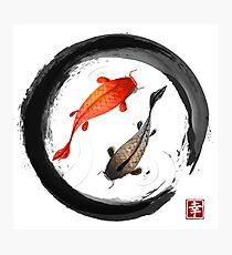Japanese Koi Vintage Ink Shodo Photographic Print