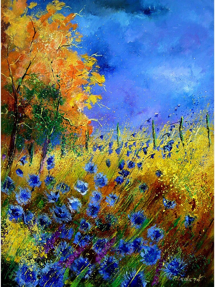 Blue cornflowers and orangetree by calimero