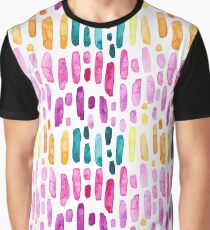 Watercolor Bright Pink, Blue and Yellow Brush Strokes Graphic T-Shirt