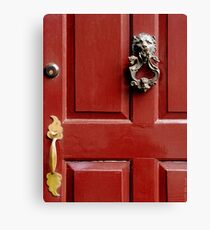 Red door with Lion Knocker Canvas Print
