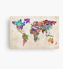 Typography Text Map of the World Map Canvas Print