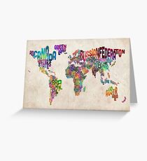 Typography Text Map of the World Map Greeting Card
