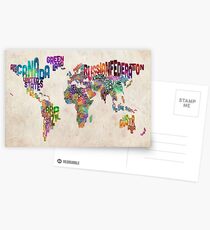 Typografie Text Karte der Weltkarte Postkarten