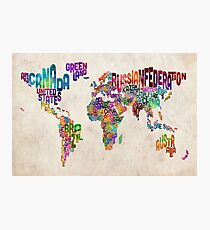 Typography Text Map of the World Map Photographic Print