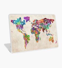 Typography Text Map of the World Map Laptop Skin