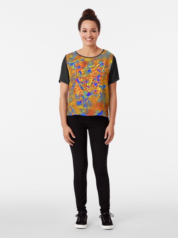 Alternate view of Another Ninja cat hiding #Art Chiffon Top