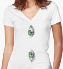 Green eyes Women's Fitted V-Neck T-Shirt