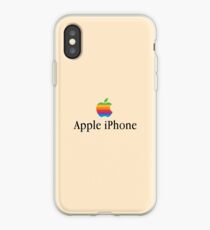 Vintage Apple Logo (rainbow) on Tan Background / Apple iPhone iPhone Case