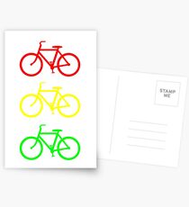 RED YELLOW GREEN BICYCLE PATTERN Postcards