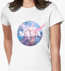 Pastel Nebula Nasa Logo Women's Fitted T-Shirt