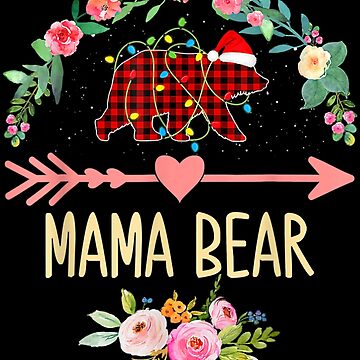 Christmas bear t-shirt, mama red plaid bear jammie shirt