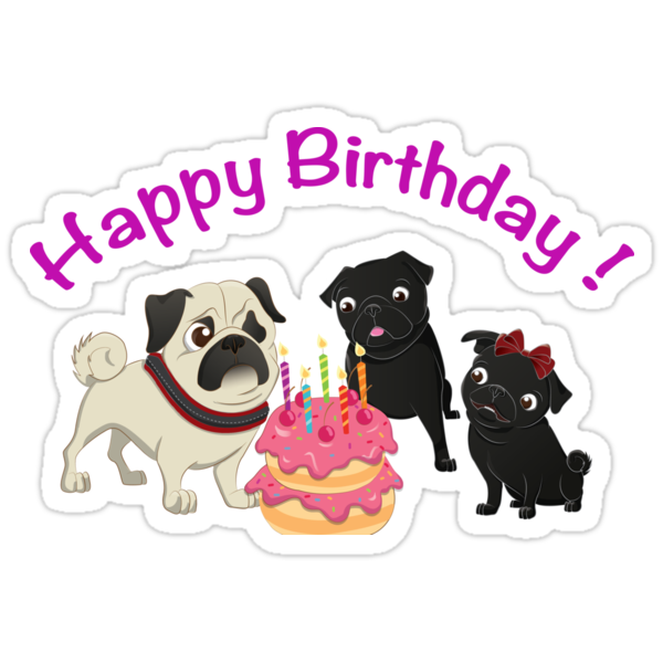 "Mops/Pug Geburtstag/Birthday " Sticker von vermopst | Redbubble