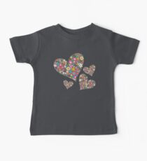 Whimsical Spring Flowers Pink Valentine Hearts Quartet Baby Tee