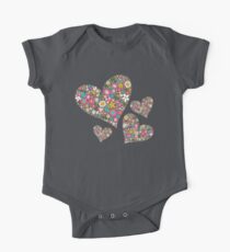 Whimsical Spring Flowers Pink Valentine Hearts Quartet One Piece - Short Sleeve