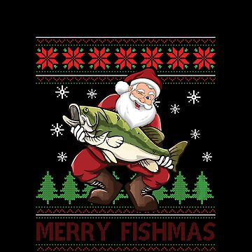 Merry Fishmas Santa Fishing Ugly Christmas Sweater Style Art Board Print  for Sale by Azhalltorm