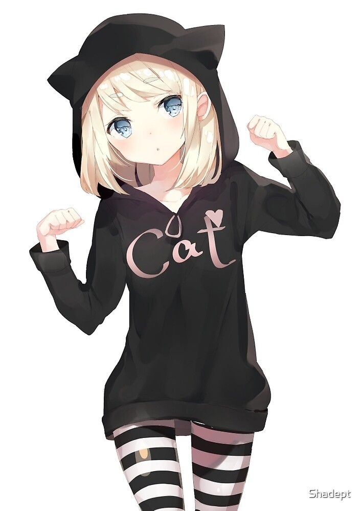 black hoodie anime girl