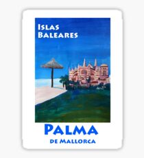Palma de Mallorca with La Seu Cathedral - Retro Vintage Poster Sticker