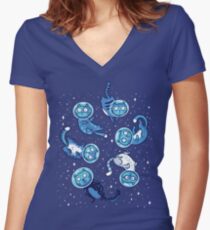 Galaxy cats Women's Fitted V-Neck T-Shirt
