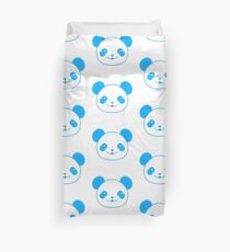 Blue Kawaii Panda Bear Duvet Cover