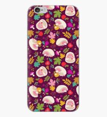 Cute White Hedgehogs in Purple Background. iPhone Case