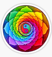 Pegatina Curación Lotus Rainbow Yin Yang Psychedelic Mandala