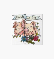 'Friends, not Food' Pig Veggie Vegan Illustration Art Board