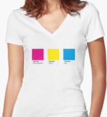 LGBT COLOR PANTONE PALLETE PANSEXUAL COMMUNITY DESIGN Women's Fitted V-Neck T-Shirt