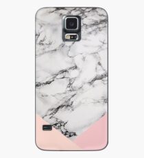 Weißes Marmormuster mit rosa Dreiecken Hülle & Klebefolie für Samsung Galaxy
