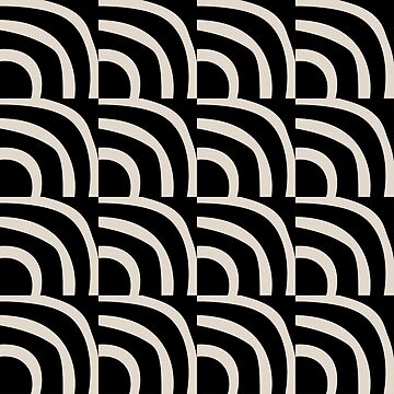 Mid Century Modern Geometric Pattern 637 Black and Linen White