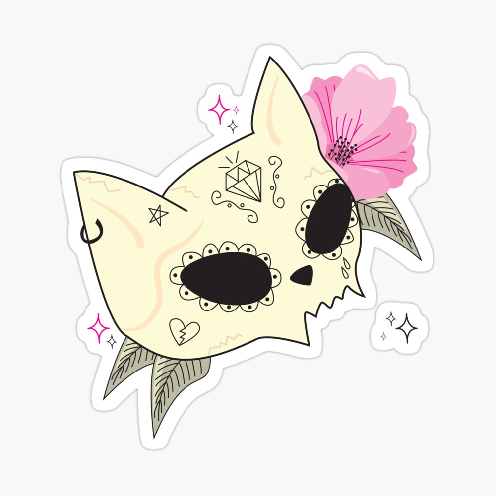 Cat Skull Vanitas Sticker