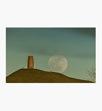 Moon of Winds rising over Glastonbury Photographic Print