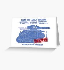 BLUEPRINT TEE - LEMAN RUSS 40K BONE Greeting Card