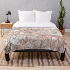 Fractured Marble Pieces Geometric Rose Gold Design Throw Blanket