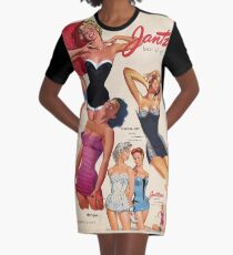 50s Swimsuit Girls Graphic T-Shirt Dress