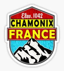 SKIING CHAMONIX MONT BLANC FRANCE Ski Mountain Mountains Skis Silhouette Snowboard Snowboarding 3 Sticker