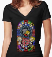 Fullmetal Alchemist Stained Glass Women's Fitted V-Neck T-Shirt