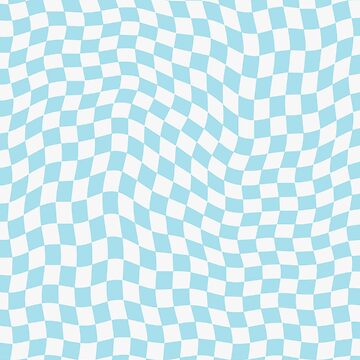 Aesthetic Simple Modern Wavy Blue Checkered Design | Sticker