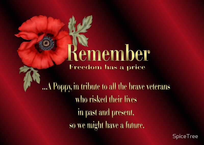 "Remember Veterans Poppy" by SpiceTree Redbubble