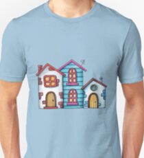 Watercolor houses Slim Fit T-Shirt
