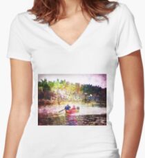 ON THE RIVER Women's Fitted V-Neck T-Shirt