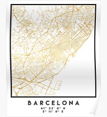BARCELONA SPAIN CITY STREET MAP ART Poster