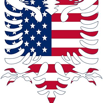 Gift Sticker : Albania Flag USA American Chest Albanian Expat