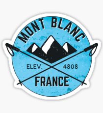 SKIING MONT BLANC FRANCE CHAMONIX Ski Mountain Mountains Skis Silhouette Snowboard Snowboarding Sticker