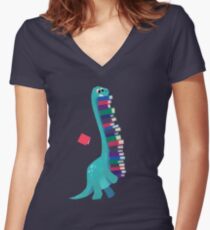 BOOK DINOSAURS 01 Women's Fitted V-Neck T-Shirt