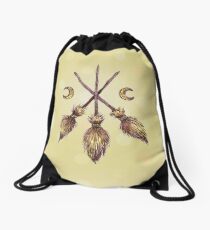 Three Broomsticks Drawstring Bag
