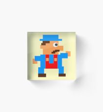 Retro Video Game Character in Pixels Acrylic Block
