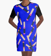 Blue Lipstick Graphic T-Shirt Dress