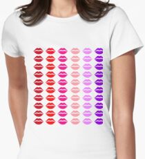 Lippen, Lippen, Lippen Tailliertes T-Shirt für Frauen