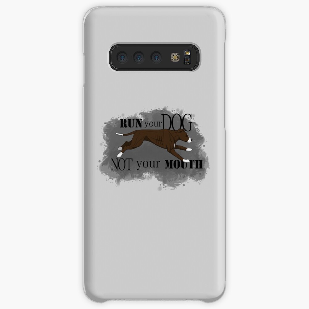 Run Your Dog Not Your Mouth American Pit Bull Terrier Chocolate and White Case & Skin for Samsung Galaxy