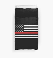 Feuerwehrmann: Schwarze Flagge & Rote Linie Bettbezug